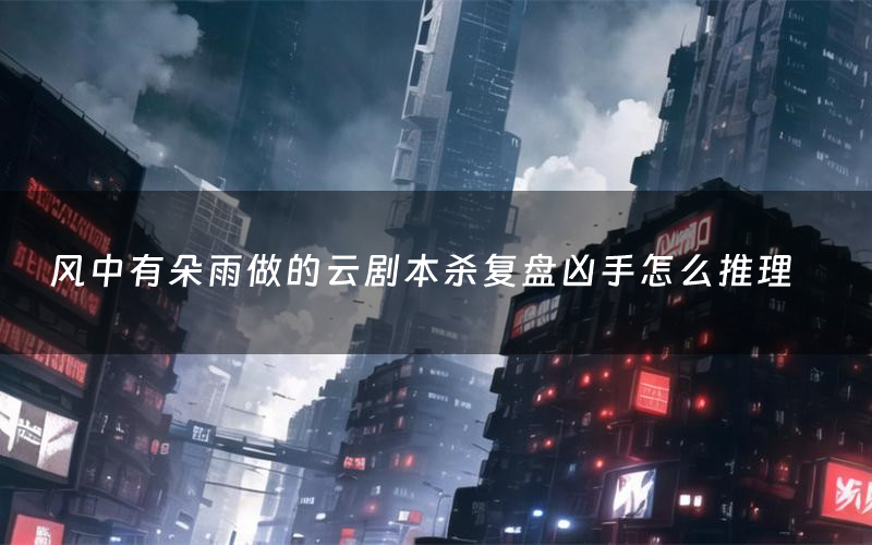 风中有朵雨做的云剧本杀复盘凶手怎么推理