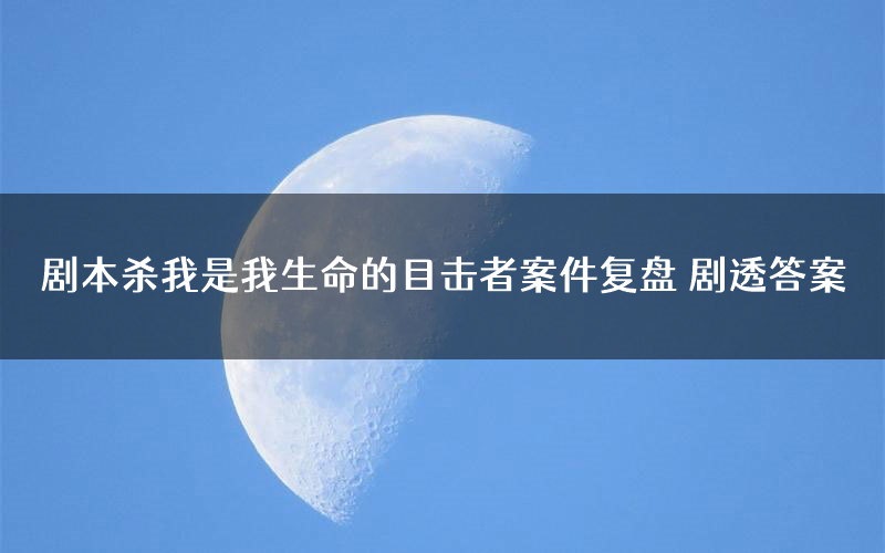 剧本杀我是我生命的目击者案件复盘 剧透答案