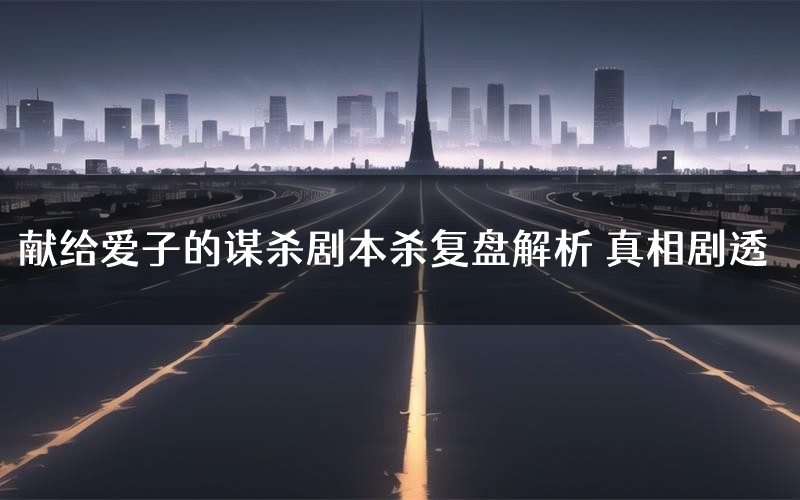 献给爱子的谋杀剧本杀复盘解析 真相剧透