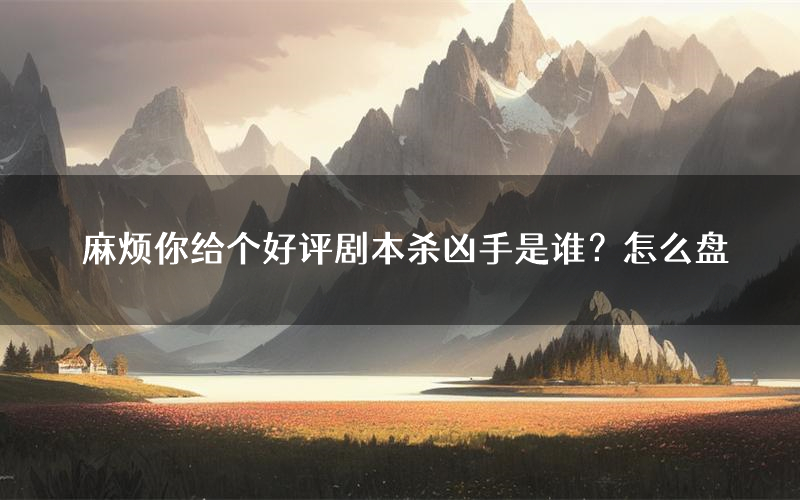 麻烦你给个好评剧本杀凶手是谁？怎么盘