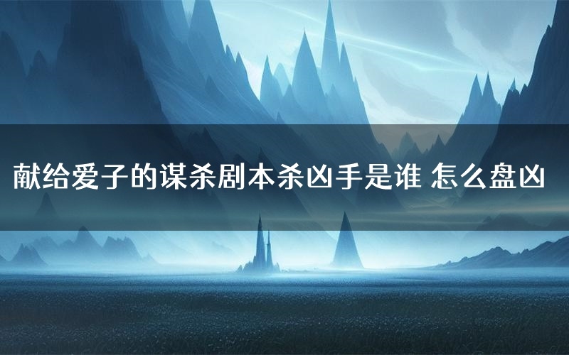 献给爱子的谋杀剧本杀凶手是谁 怎么盘凶