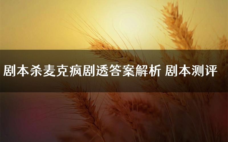 剧本杀麦克疯剧透答案解析 剧本测评